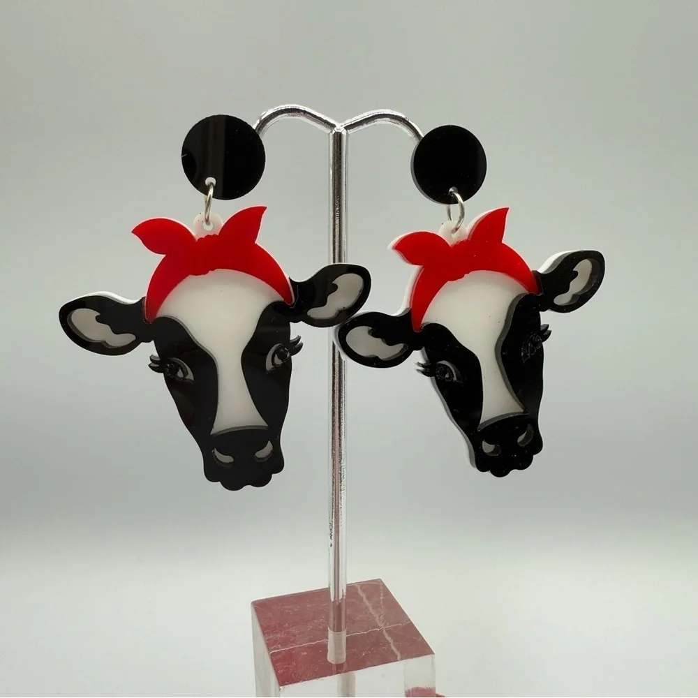 Milkmaid Dairy Cow Retro Acrylic Earrings